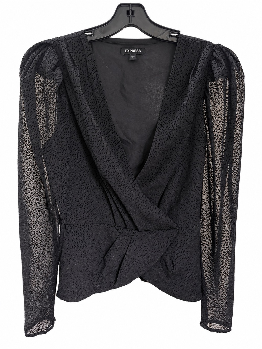Express Black Sheer Twist-Front Blouse